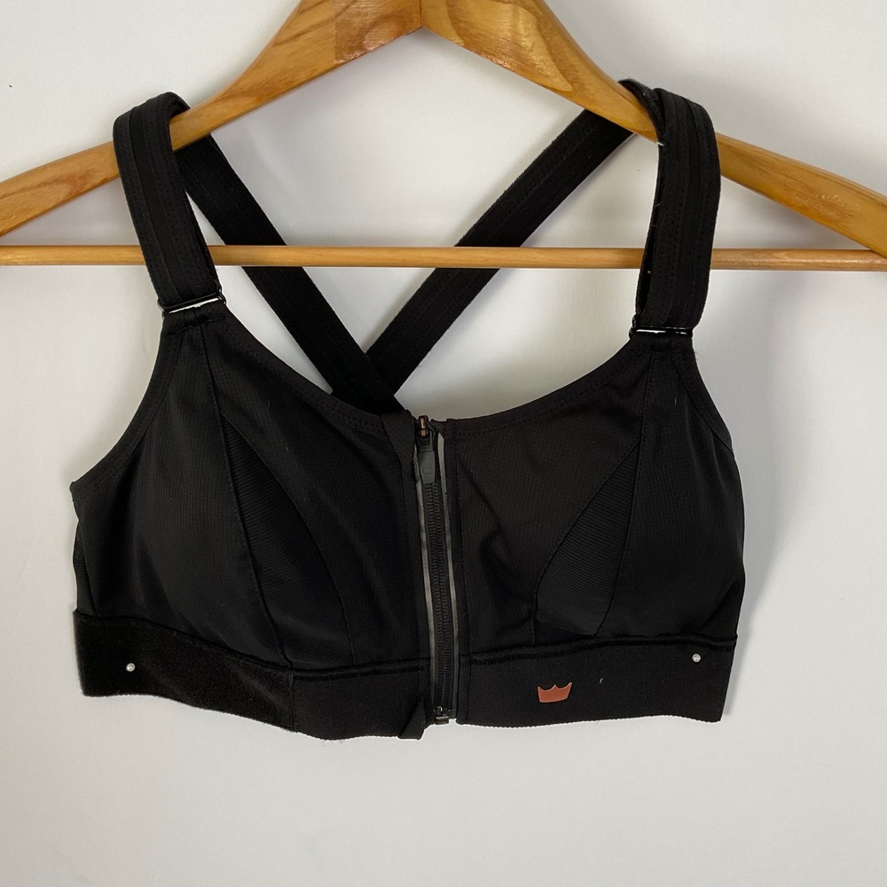 SHEFIT Ultimate Sports Bra Black High Impact Front Zip Adjustable Straps 110002